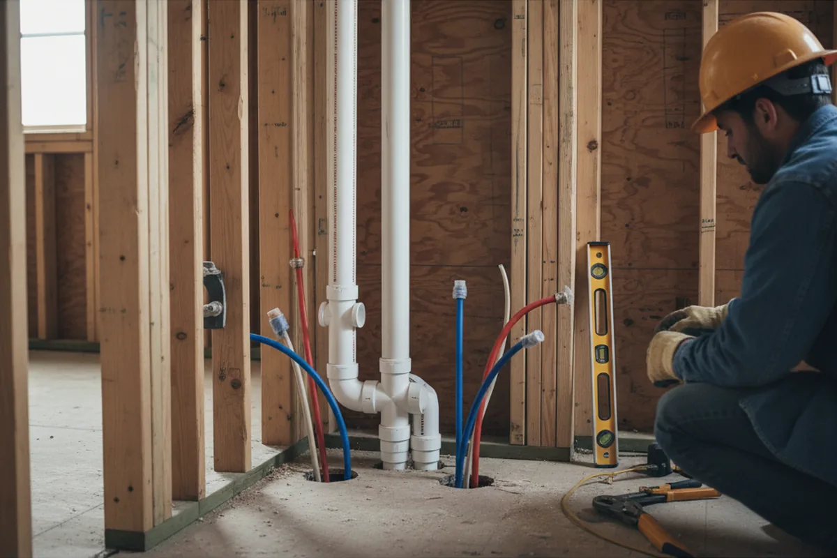 Drain and supply rough-in during Garbage Disposal Repair in Delong